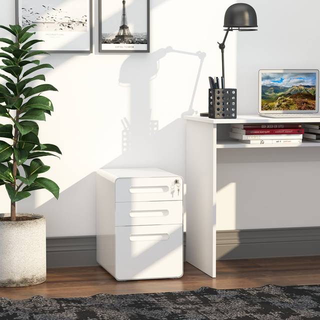 Uwharrie 3 Drawer Filing Cabinet - White (59cm H X 39cm W X 48cm D)