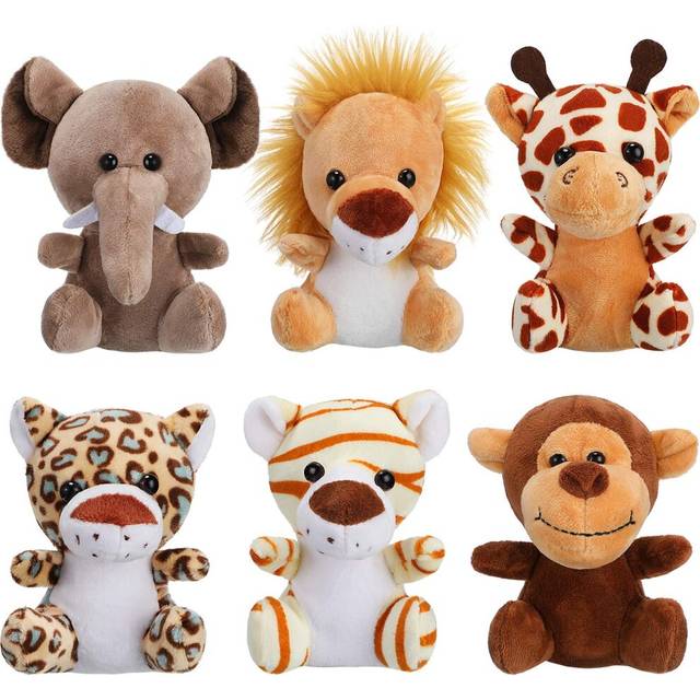 12 Pieces Mini Stuffed Forest Animals Jungle Animal Plush Toys in 4.8 Inch Cute Elephant Lion Giraffe Tiger Plush for Animal Themed Parties Teacher St