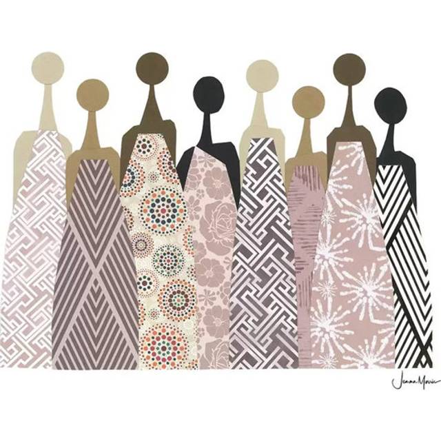 Women of Colour in Neutral Dresses by LouLouArtStudio - Wrapped Canvas Graphic Art (20.32 cm H x 30.48 cm W)
