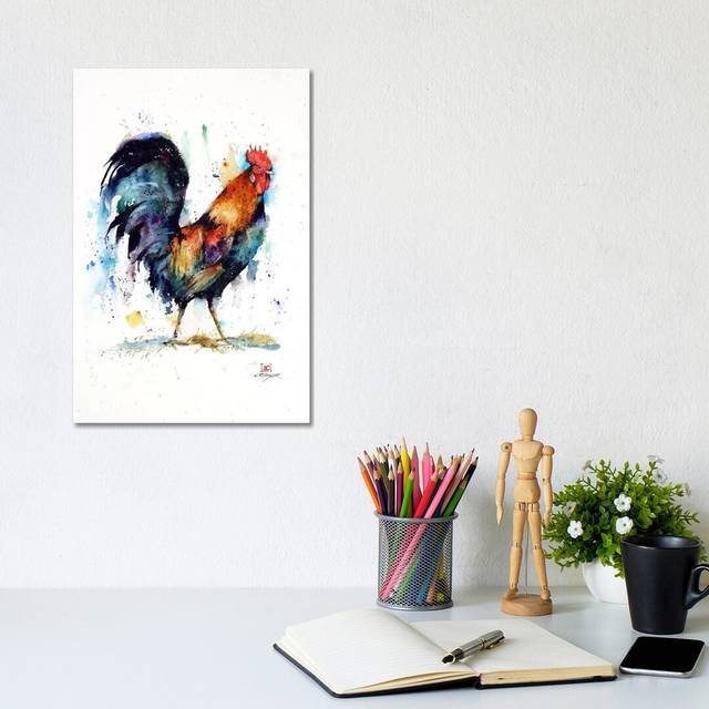 Rooster by Dean Crouser - Painting Print on Canvas - Wrapped Canvas (20.32 cm H x 30.48 cm W)