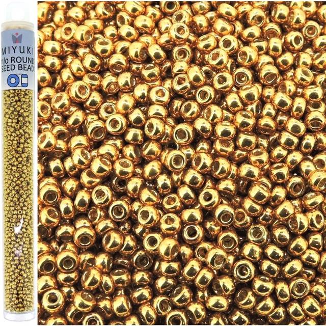 Duracoat Galvanized Yellow Gold Miyuki Japanese round rocailles glass seed beads 11/0 Approximately 24 gram 5 inch tube