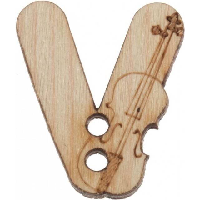 Trimits Wood Alphabet Letter Buttons Natural Letter V