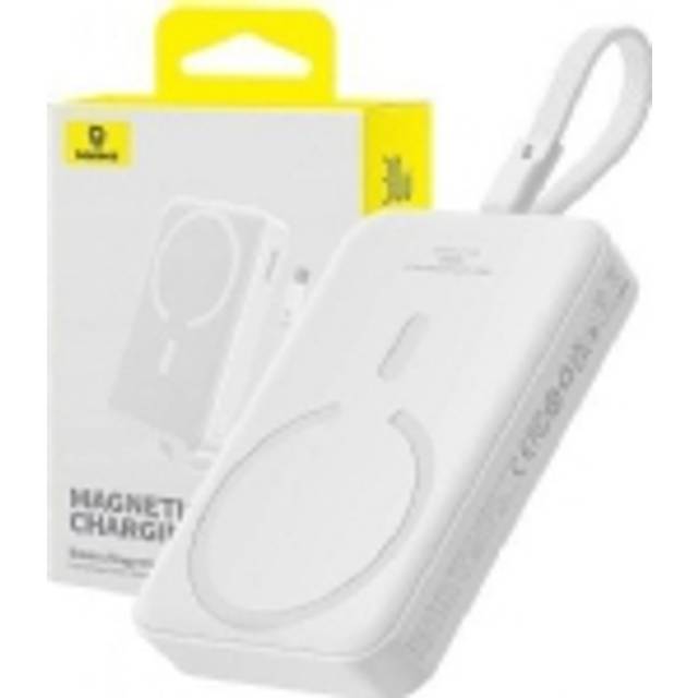 Baseus 10000mAh Magnetic Power Bank PD 30W Spare Battery External Wireless Fast Charge for iPhone 12-16 series Macsafe Powerbank white