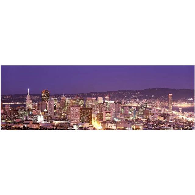 High Angle View of a City at Dusk, San Francisco, California, USA - Wrapped Canvas Panoramic Photograph (152.4 cm H x 50.8 cm W x 3.175 cm D)