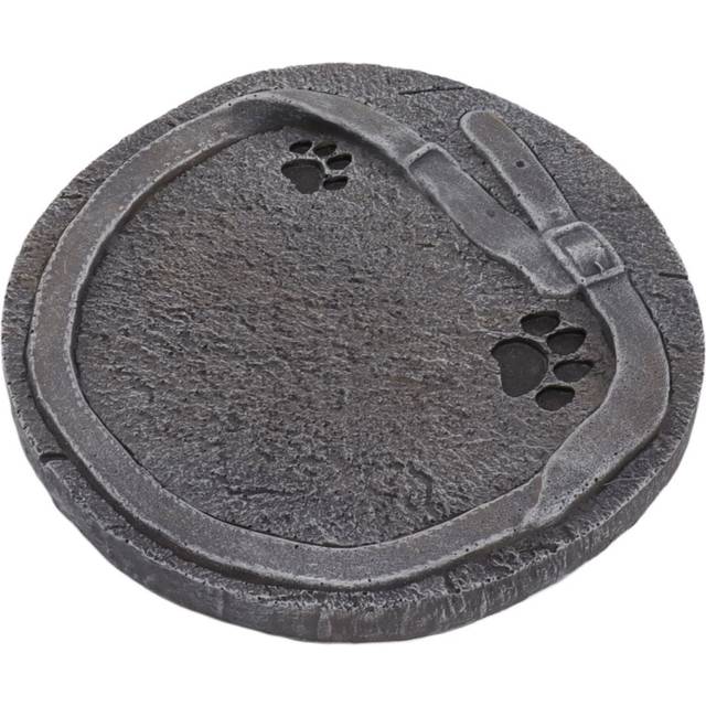Pet Memorial Stone Paw Print and Belt Decoration Resin DIY Lettering Pet Headstone Grave Marker for Dogs Cats Grey