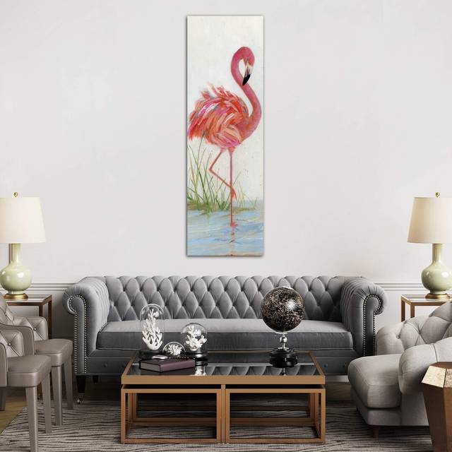 Flamingo I by Sally Swatland - Graphic Art Print on Canvas (152.4 cm H x 50.8 cm W x 3.175 cm D)