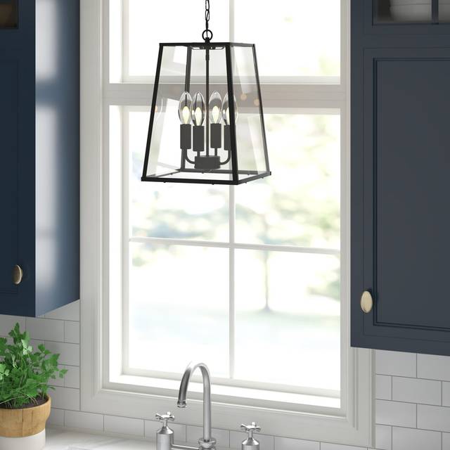 Ascencio 4 - Light Lantern Pendant - Black (39cm H X 29cm W X 29cm D)