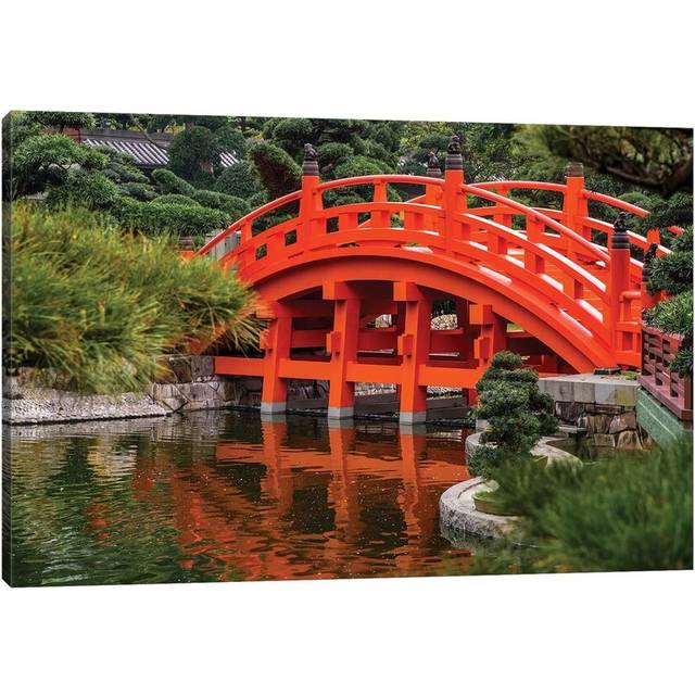 Red Bridge Nan Lian Garden Diamond Hill Kowloon Hong Kong China by Michael DeFreitas - Wrapped Canvas Photograph (152.5 cm H x 101.5 cm W)