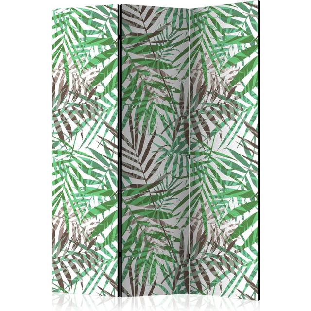 Room Divider - Wild Leaves [Room Dividers] - White;Green;Grey (172cm H X 135cm W X 3cm D)