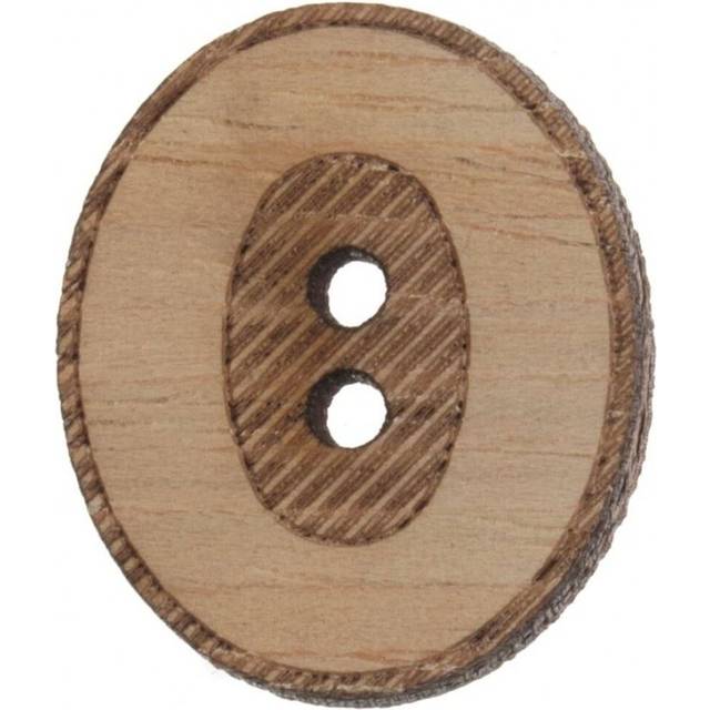 Trimits Wood Number Buttons Natural Number 0