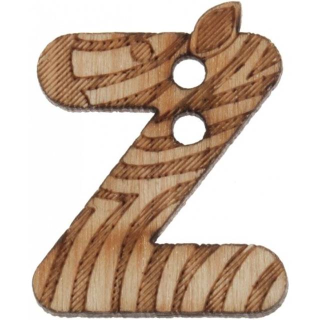 Trimits Wood Alphabet Letter Buttons Natural Letter Z