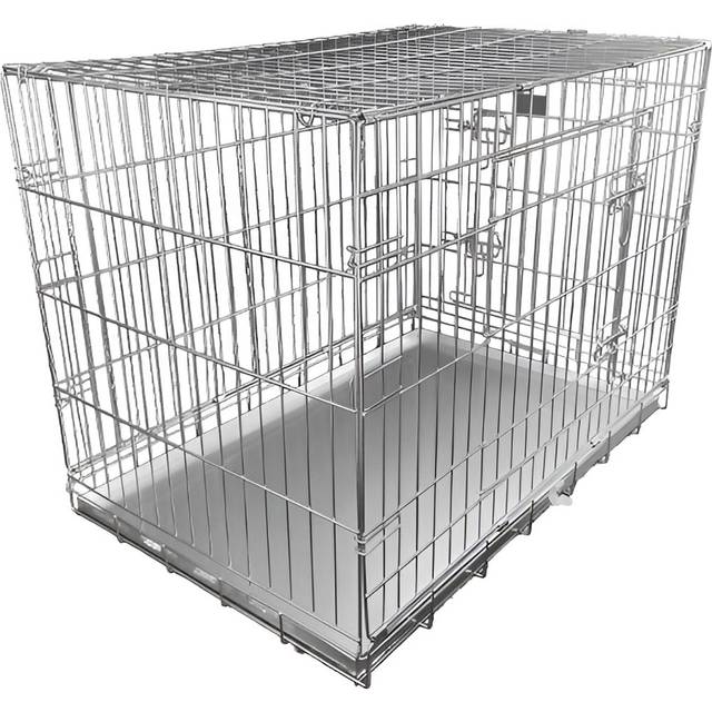 HugglePets Small Silver Dog Cage with Metal Tray 61cm - 61 x 46 x 51cm