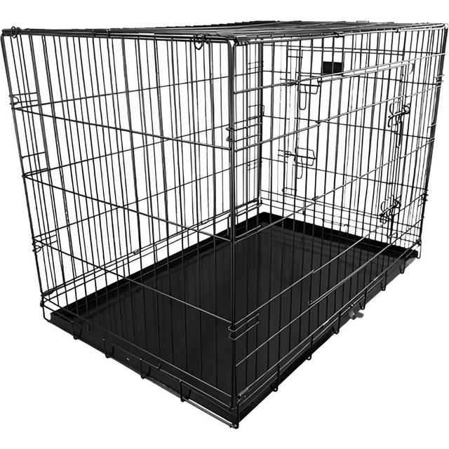 HugglePets Small Black Dog Cage with Metal Tray 61cm - 61 x 46 x 51cm