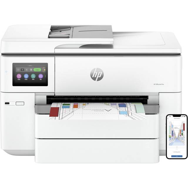 HP OfficeJet Pro 9730e A3-Multifunktionsdrucker, Drucken, Scannen und Kopieren bis A3, 3 Monate gratis drucken mit HP Instant Ink inklusive, HP+, Fax, WLAN, LAN, Duplex, Airprint, Grau-Weiß