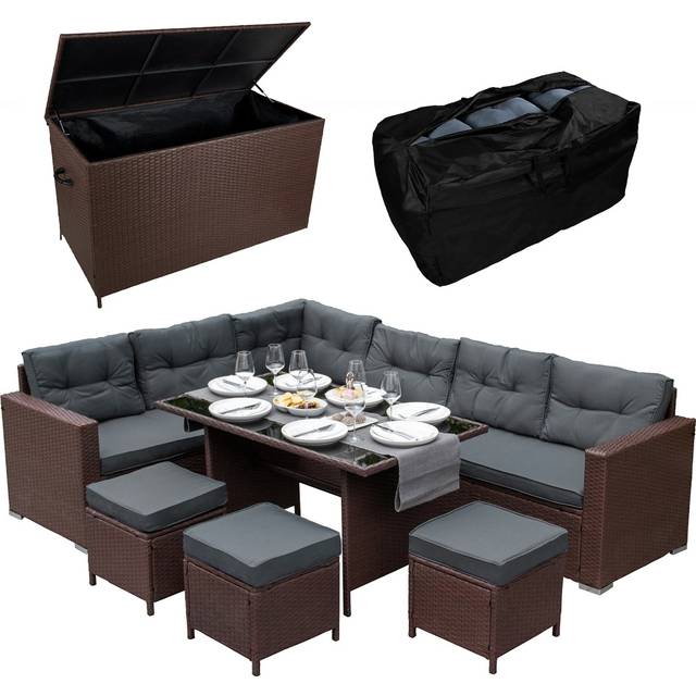 Monstershop Rattan Corner Set & Storage Box - Brown - One Size