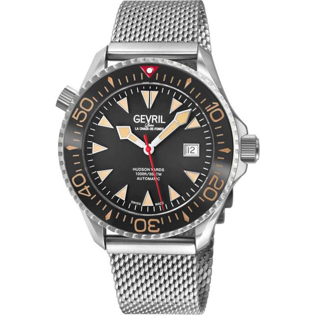 Hudson Yards 48841B Swiss Automatic 3 Hands, SW200 Movement Tungsten Ring, Damascus Steel Dial, Stainless Steel Watch - Grey - One Size