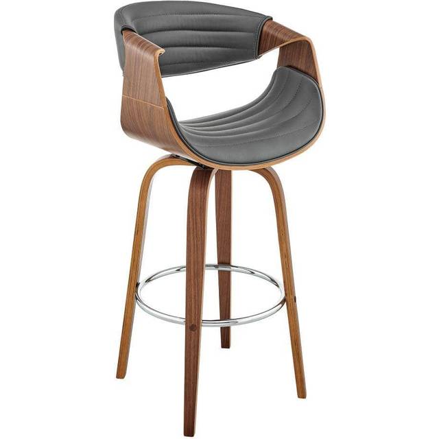 Swivel Bar Stool with Leatherette Bucket Seat  Gray