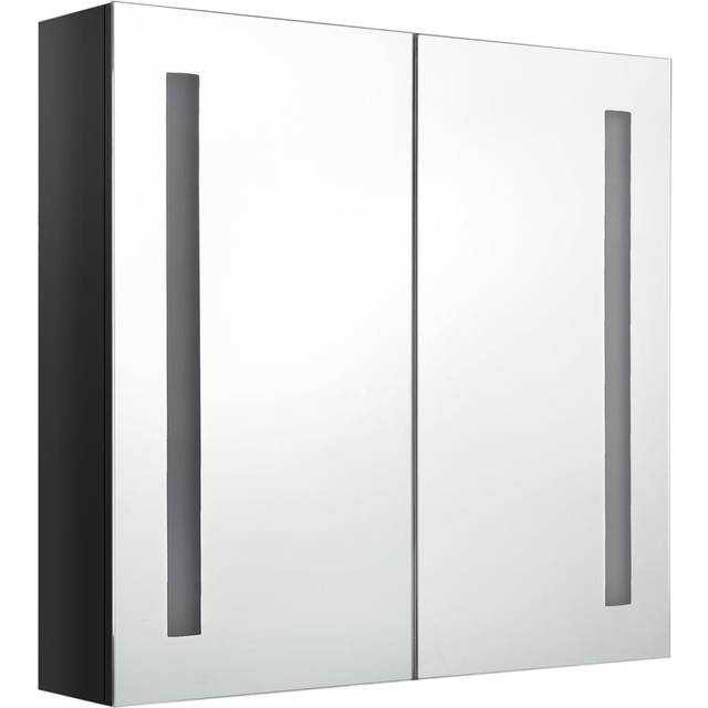 vidaXL LED Bathroom Mirror Cabinet Shining Black 62x14x60 cm
