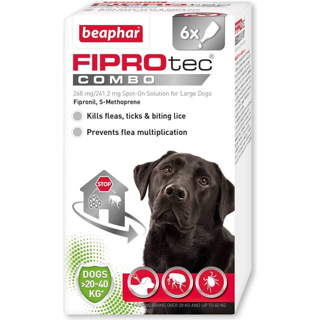 beaphar FIPROtec® COMBO Flea & Tick Spot-On for Dogs - L (20-40kg) - 6 pipettes