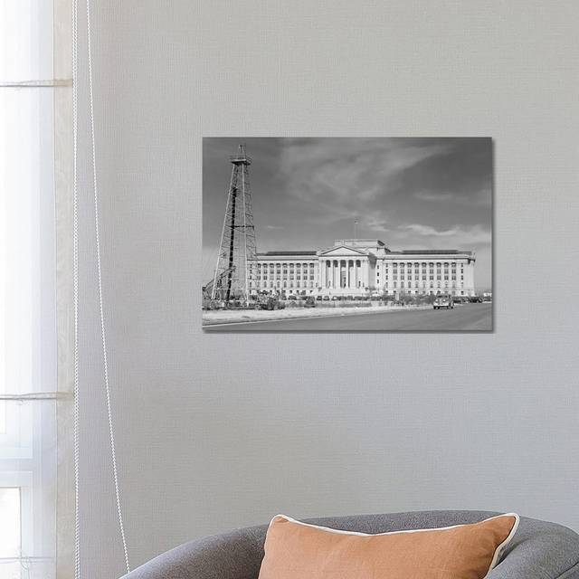 1940s Capitol Building with Oil Derrick in Foreground Oklahoma City Oklahoma USA - Wrapped Canvas Photograph (66.04 cm H x 45.72 cm W x 1.91 cm D)