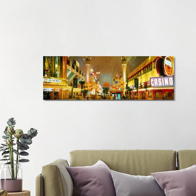 USA, Nevada, Las Vegas, Night - Wrapped Canvas Panoramic Photograph (40.64cm H x 121.92cm W x 1.91cm D)