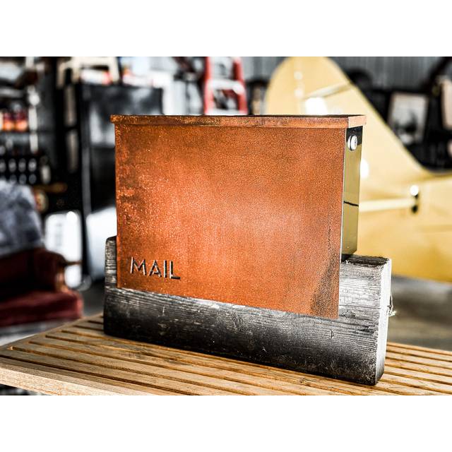 Wall Mounted Locking Mailbox  Rustic Modern Vintage Design from Bailey Boxes  The Rockdale  Elevate Your Exterior with a Top