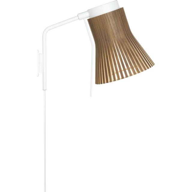 Secto Design - Petite 4630 Wall Lamp - walnuss natur/Furnier/inkl. LED-Birne 3000K/470lm/Gestell weiß lackiert/Kabel weiß - walnut natural (31.0 x 20.0 x 37.0cm)