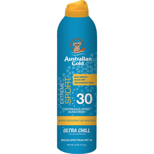 Australian Gold Extreme Continuous Spray Sunscreen SPF 30  Broad Spectrum  Sweat and Water Resistant  Non-Greasy  Oxybenzone Free  Cruelty Free  Sport