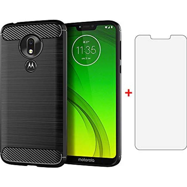 Phone Case for Moto G7 Power/MotoG7 Supra/Moto7 Optimo Max with Tempered Glass Screen Protector Cover and Cell Accessories Slim TPU Silicone Motorola