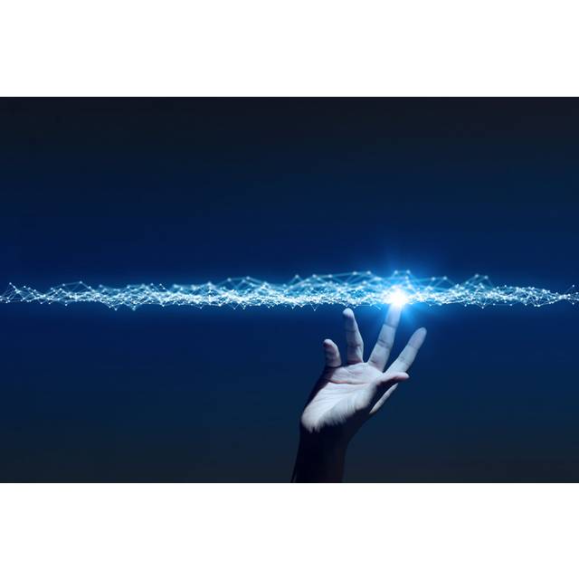 Human Hand And Mesh Network Abstract, 3D Rendering (20cm H x 30cm W x 3.8cm D)