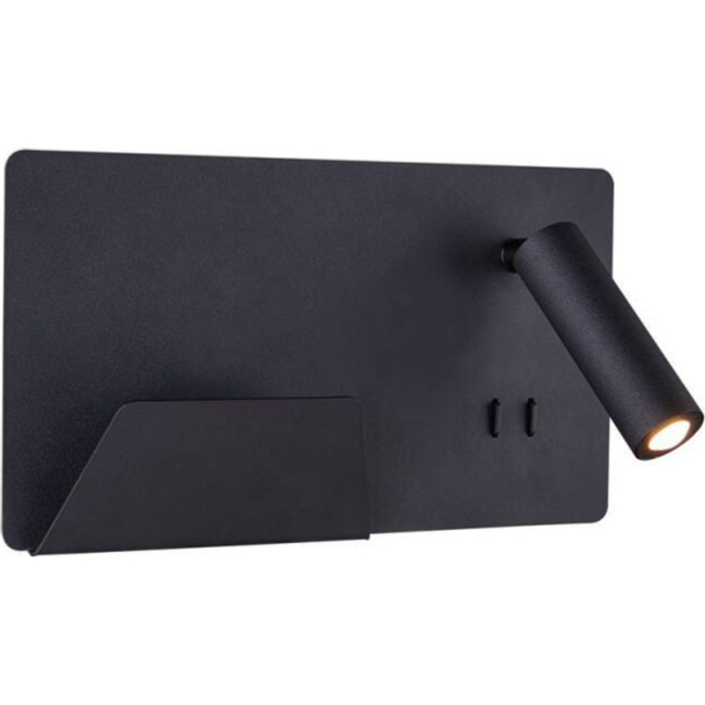 SLV Somnila Spot Indoor LED Surface-Mounted Wall Light 3000K Black Version Left Incl. Usb Connection