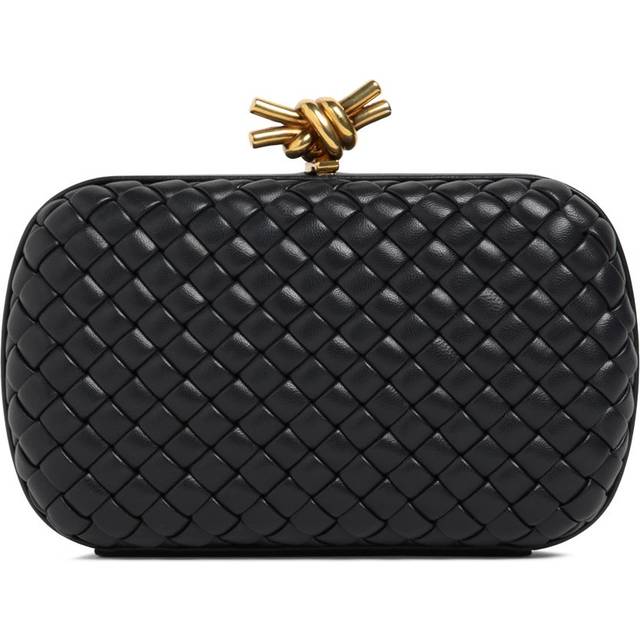 Bottega Veneta Womens Black Knot Intrecciato-woven Leather Clutch Bag 11.5x19x5cm - BLACK