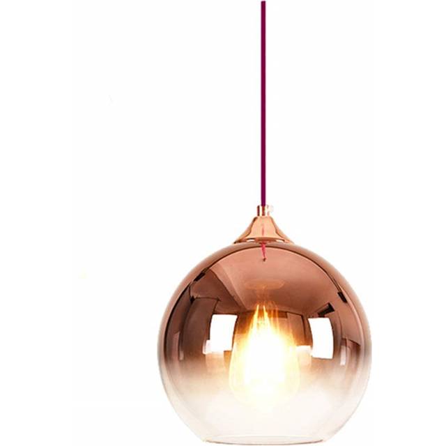 1 - Light Single Globe Pendant - Rose Gold (150cm H x 25cm W x 25cm D)