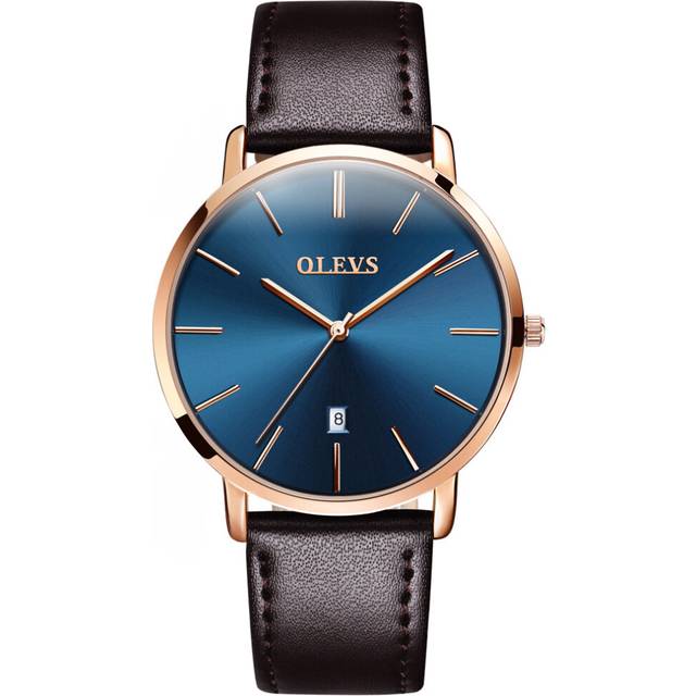 OLEVS 5869 Men Quartz Sport Minimalist Watches Week Date Chronograph Leather Strap Watch For Male
