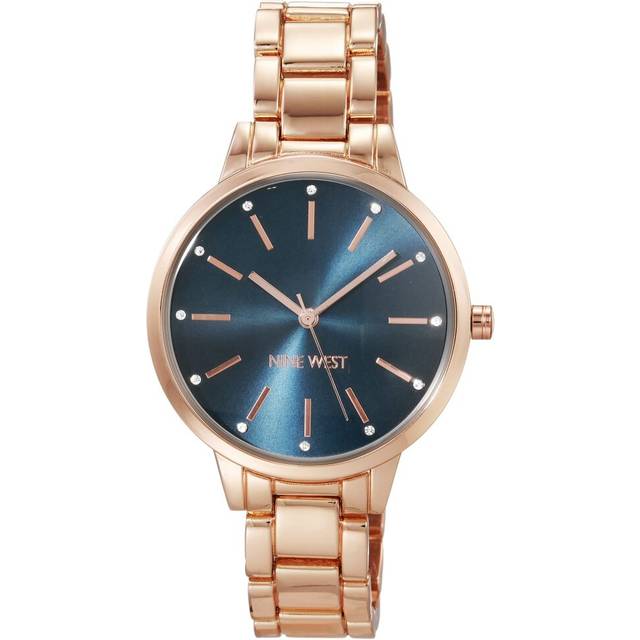 Nine West Women Japanese Quartz Dress Watch with Metal Strap Rose Gol