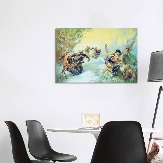 Tarzan and the Leopard Men by J. Allen St. John - Wrapped Canvas Graphic Art (66.04cm H x 101.6cm W x 3.81cm D)