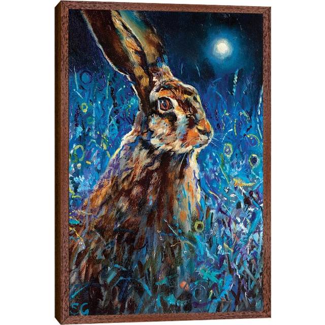 Moonlight Glance by Sue Gardner - Graphic Art Print on Canvas - Classic Brown Wood Framed (66.04 cm H x 45.72 cm W)