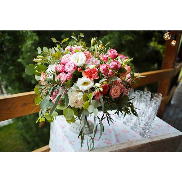Beautiful Floral Arrangement of Pink and White Peonies, Roses by Parfonovaiuliia - Wrapped Canvas Photograph (51cm H x 76cm W)