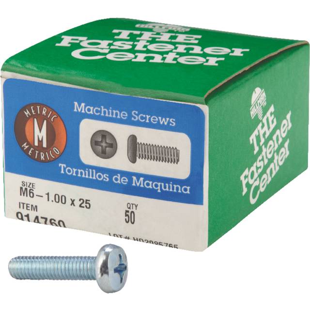 Zinc Pan Head Phillips Metric Machine Screw M6-1.00 x 25mm
