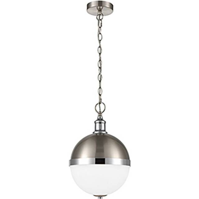 Angeles 1 - Light Globe Pendant - Satin Nickel (190cm H x 26cm W x 26cm D)