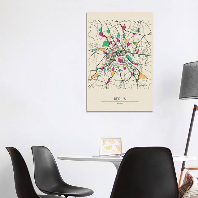 Berlin, Germany Map by Ayse Deniz Akerman - Wrapped Canvas Art Prints (101.6 cm H x 66.04 cm W x 3.175 cm D)