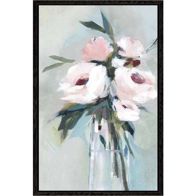 Peonies in a Vase II by Isabelle Z - Painting Print on Canvas - Black Framed (152.5 cm H x 101.5 cm W)