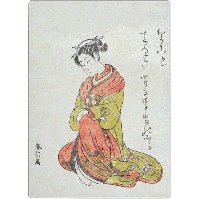 Tempered Glass Courtesan Itsuhata with Her Pipe by Harunobu Suzuki Chopping Board (39cm W x 28.5cm L)