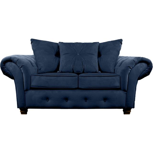 Lila 2 Seater Chesterfield Sofa - Navy (92cm H X 170cm W X 93cm D)