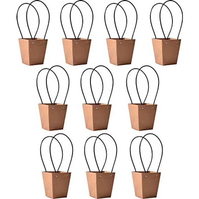 STKMELON 10Pack Kraft Paper Flower Gift Bags Bouquet Bags Box Waterpro