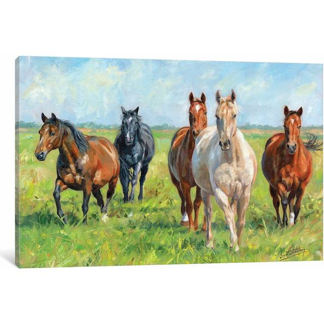 'Wild Horses' Oil Painting Print on Canvas (66.04 cm H x 45.72 cm W x 1.91 cm D)