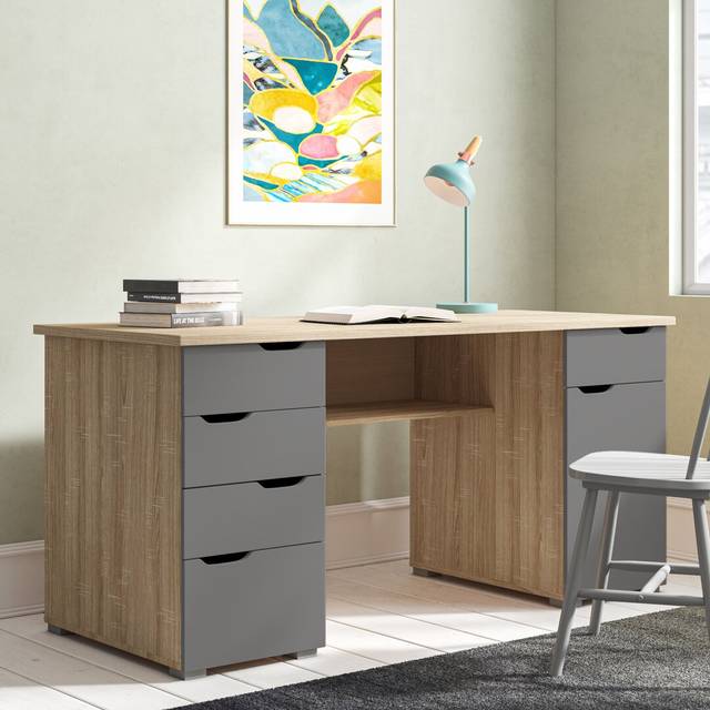 Truett Executive Desk - Grey (75cm H X 160cm W X 67cm D)