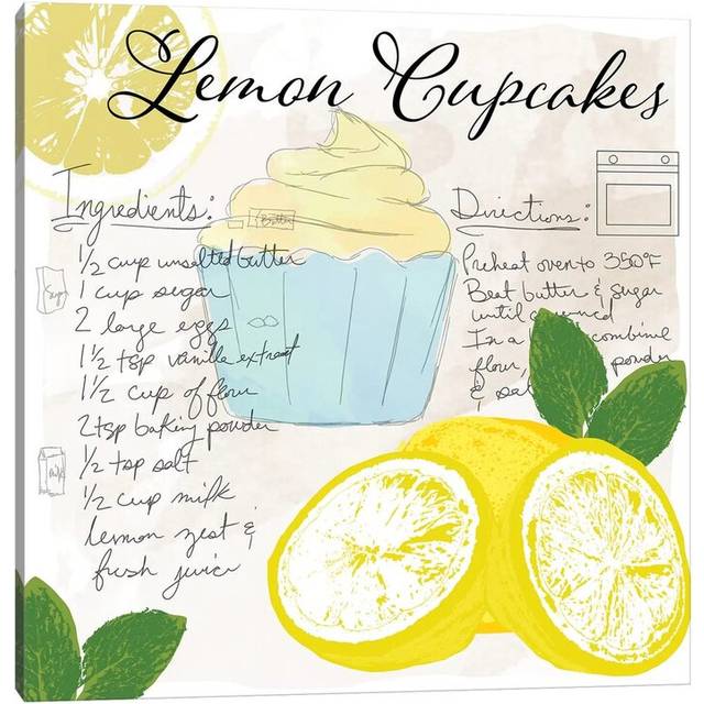 Lemon Cupcakes by Daniela Santiago - Wrapped Canvas Painting (30.48cm H x 30.48cm W x 1.91cm D)