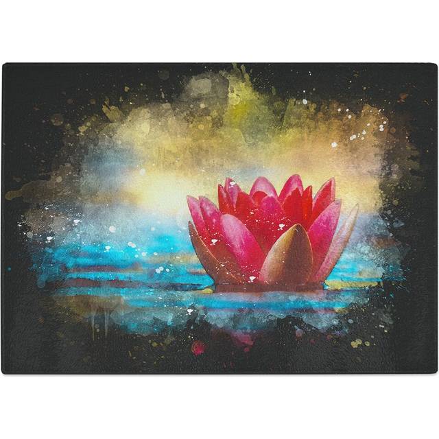 Tempered Glass Pink Water Lily Flower Chopping Board (28.5 cm x 39 cm)