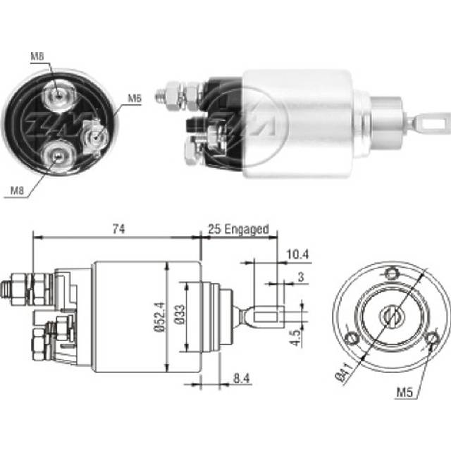 Solenoid, startmotor ERA ZM2381